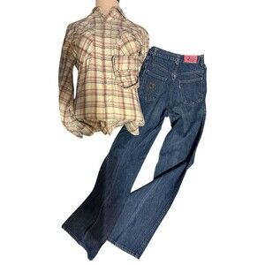 70s white tab Horse Big E Talon High Waist Levi’s  W/white Tab Pearl Button RARE